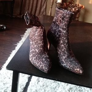 Leopard print sock booties